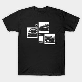 NISSAN SKYLINE GT-R R33 Black 'N White Archive (Black Version) T-Shirt